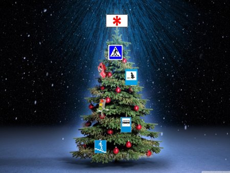 Дорожный знак на елку