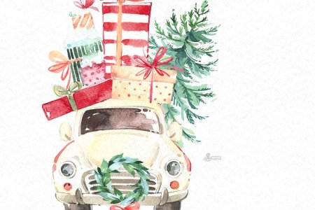 Новогодние открытки акварелью