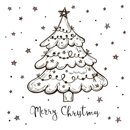 Черно белая открытка с новым годом