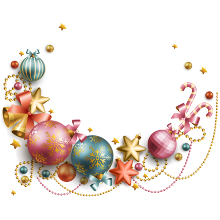 Новогодние украшения на прозрачном фоне