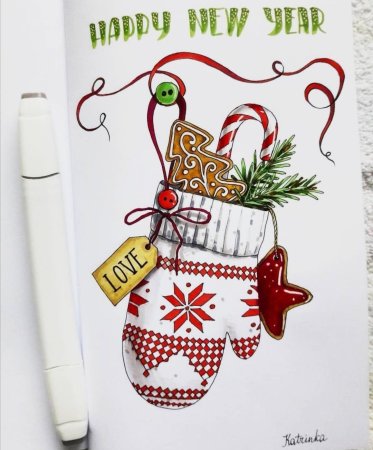 Идеи для новогодних открыток рисунки