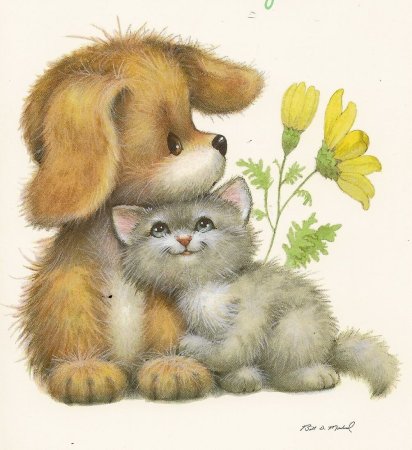 Открытки с котятами и щенками