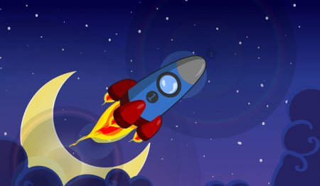 Звездное небо с ракетой
