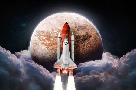 Ракета на фоне планет