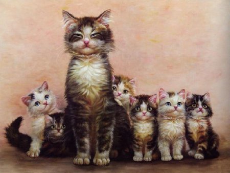 Кошка и котенок для детей