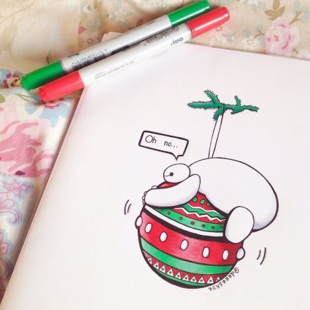 Новогодние рисунки фломастерами