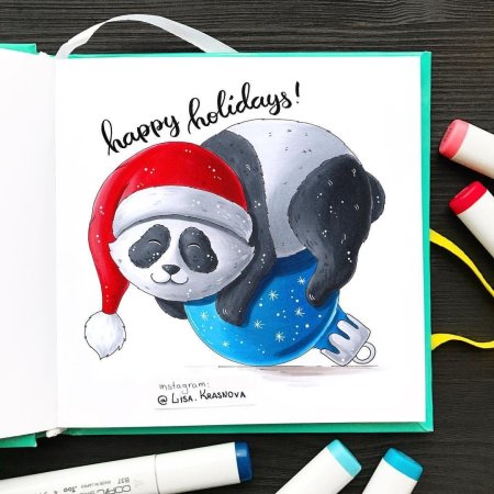 Новогодние скетчи маркерами