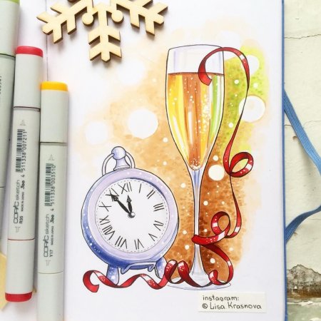 Новогодние открытки маркерами