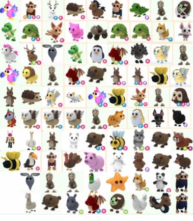 Питомцы из РОБЛОКСА adopt me