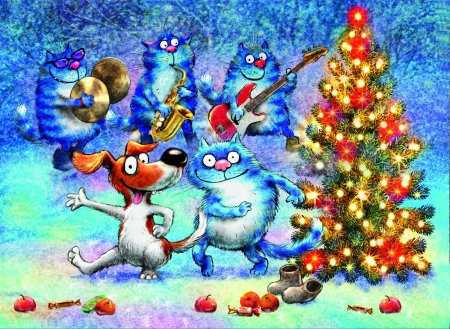 Синие коты Ирины Зенюк новогодние