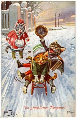 Новогодние открытки с котиками