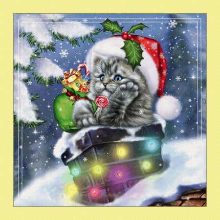 Котик в снегу новый год