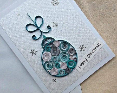 Новогодняя открытка своими руками квиллинг
