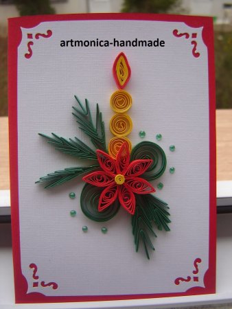 Рождественская открытка из квиллинга