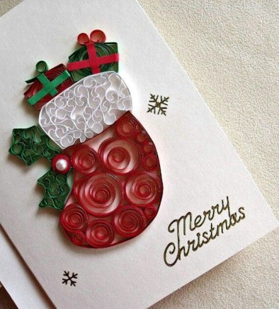 Новогодняя открытка своими руками квиллинг