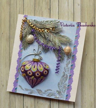Новогодние шарики на открытки в стиле квиллинг