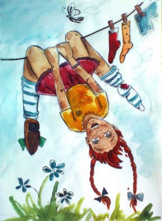 Пеппи длинный чулок иллюстрации