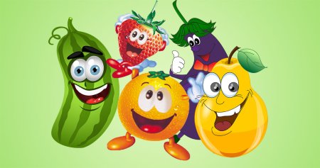 Веселые овощи и фрукты