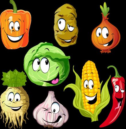 Мультяшные овощи и фрукты