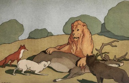 Иван Крылов — Лев на ловле