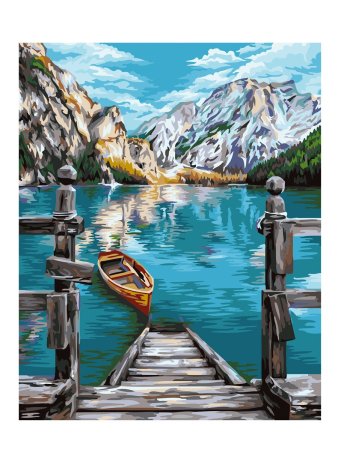 Картина по номерам горы и озеро
