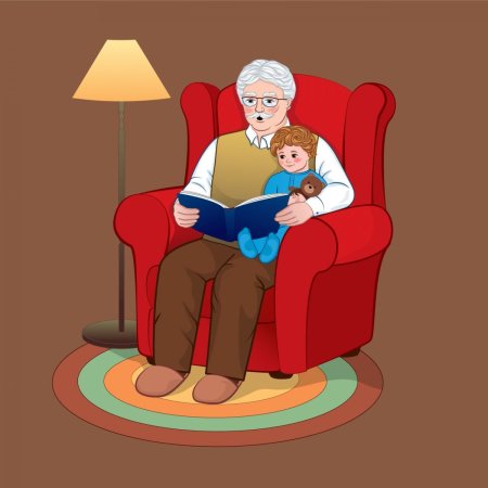 Дедушка и внук рисунок