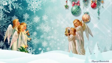 Рождественский фон с ангелами