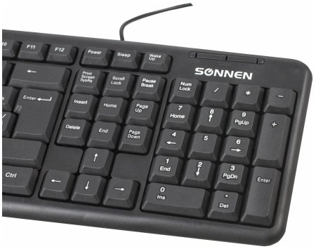 Клавиатура проводная Sonnen KB-8136,107 клавиш,черная, 512651