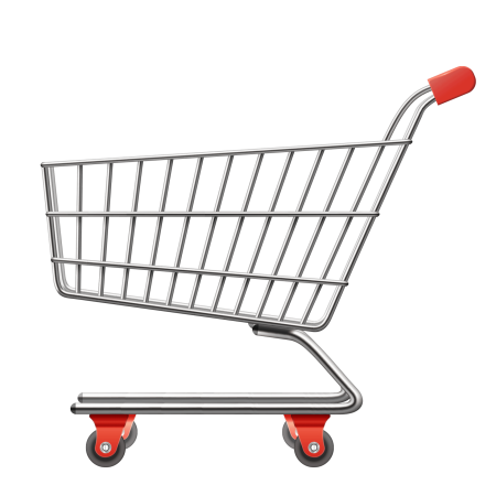 Тележка для продуктов на белом фоне