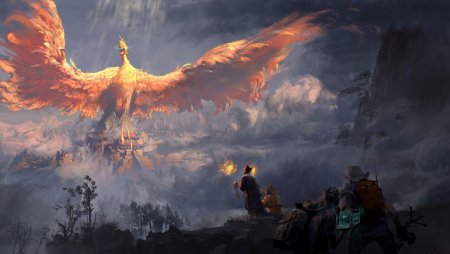 Птица Феникс в облаках