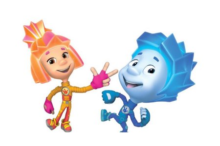 Фиксики Нолик и Симка на белом фоне