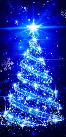 Новогодняя елка на синем фоне