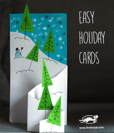 Новогодние открытки детскими руками