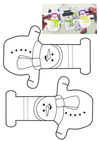 Объемная поделка Снеговик из бумаги выкройки