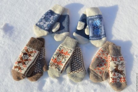 Перчатки-варежки шерстяные "эвены"