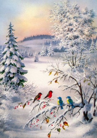 Новогодние открытки с зимним пейзажем