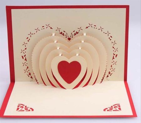 Объемная открытка сердечко