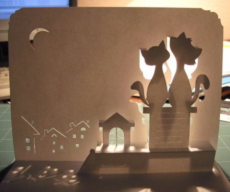 Объемная открытка с котом