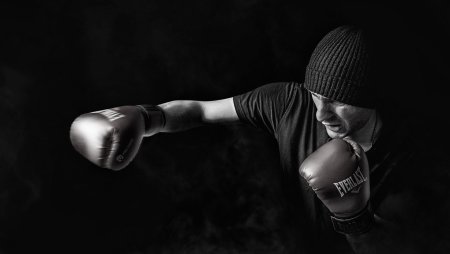 Боксер на черном фоне