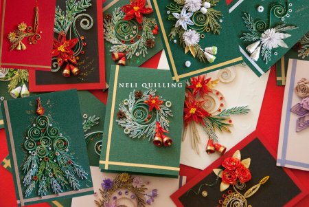 Новогодние открытки квиллинг