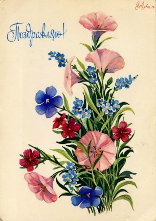 Старые советские открытки с цветами