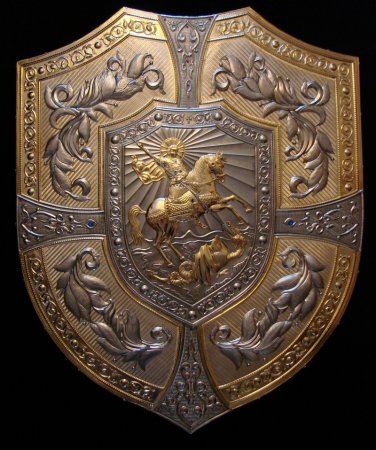 Георгий Победоносец чеканка на щите