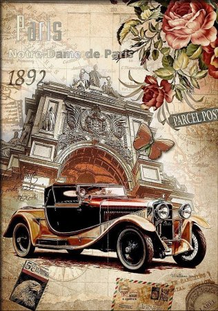 Ретро автомобили декупаж