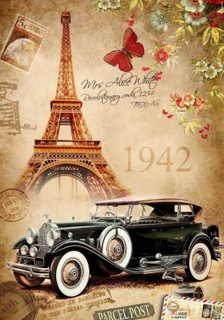 Ретро автомобили для декупажа