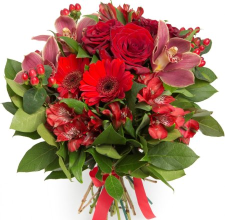 Букет из роз и альстромерий