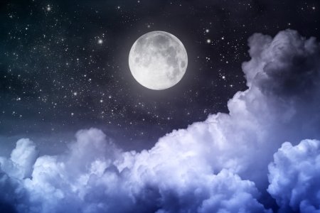 Ночное небо Луна облака магия