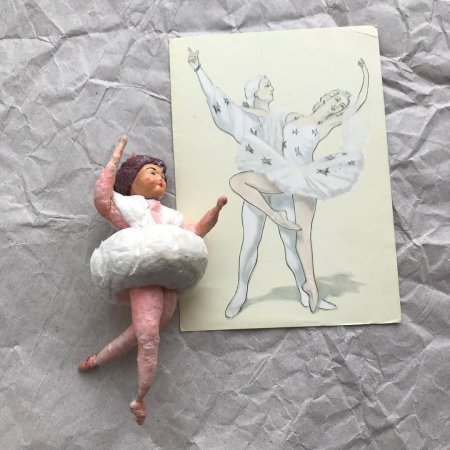 Балерина ватная елочная игрушка