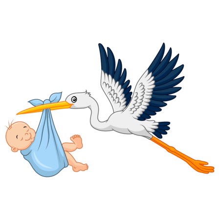 Аист несет ребенка