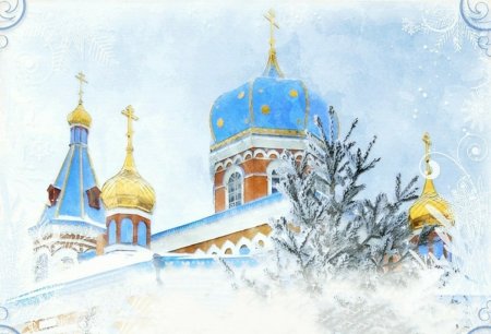 Рождественские открытки с храмом