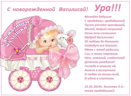 Поздравление с новорожденной